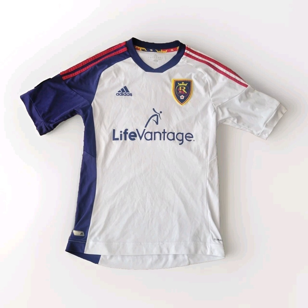 Adidas MLS  White Real Salt Lake LifeVantage Soccer Jersey Men's Size S 2013 VTG
